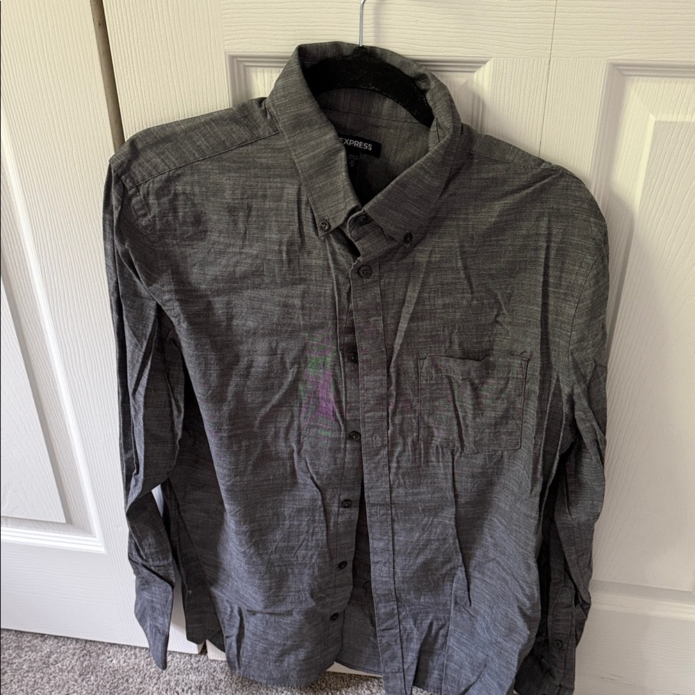 Express Men's Charcoal Button Down Shirt